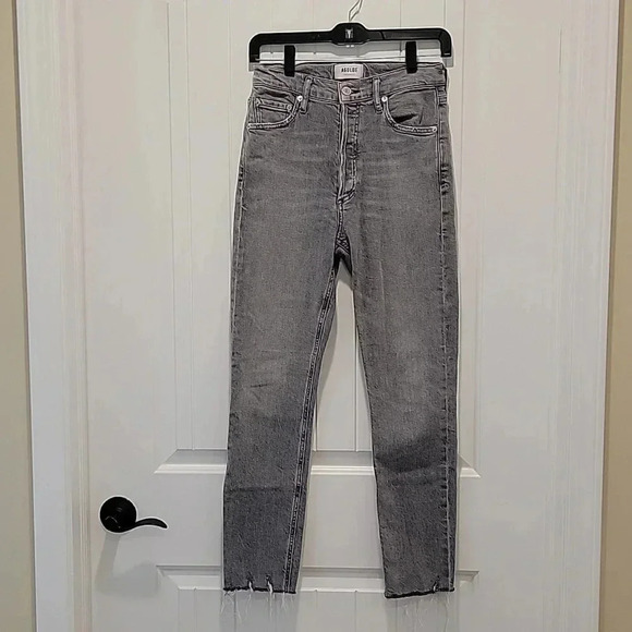 Agolde Nico High Rise Skinny Raw Hem Faded Grey Jeans Size 26 - Picture 1 of 7